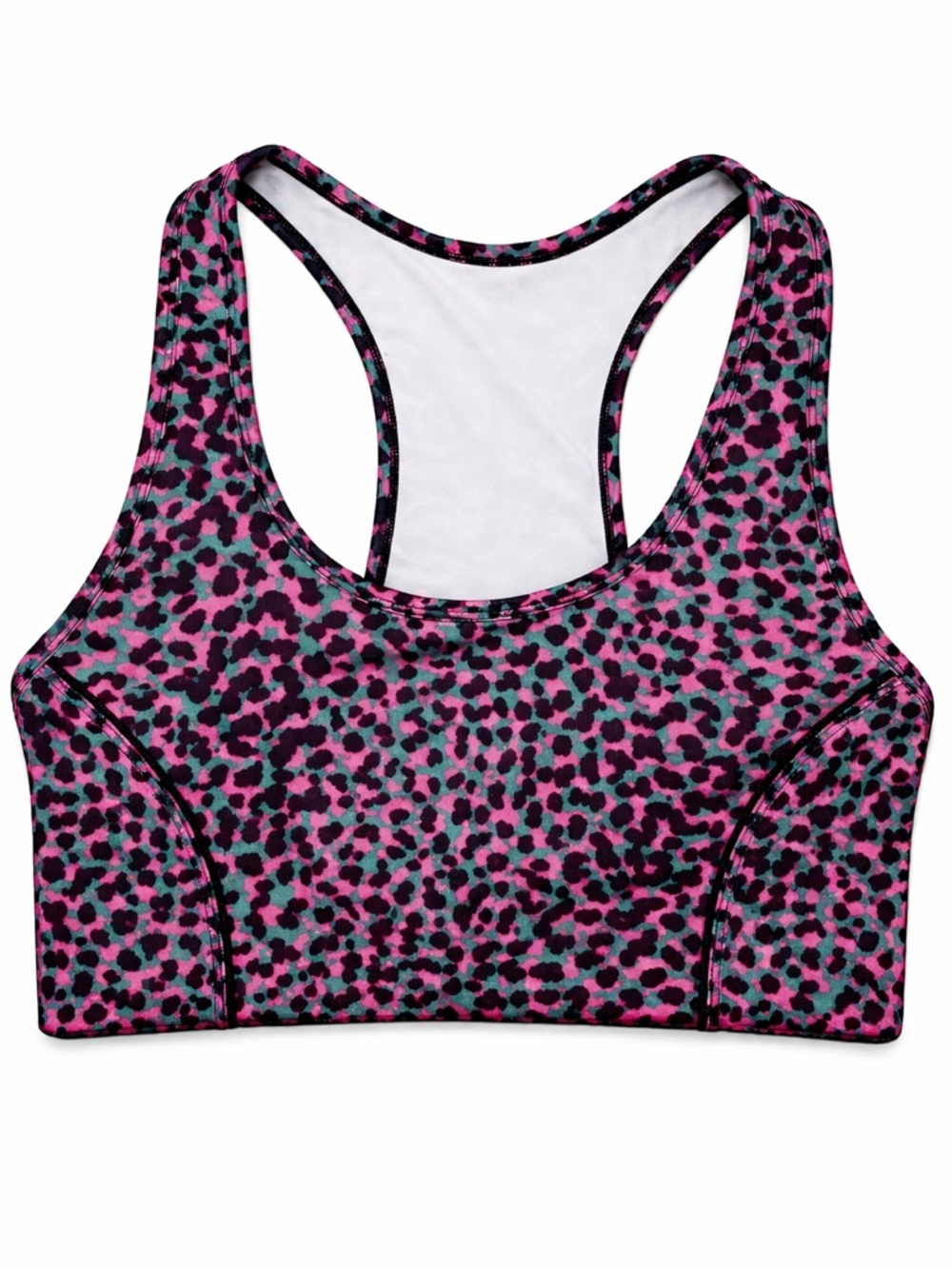NWOT Fabletics Pink & Teal Leopard Print Racerback Sports Bra